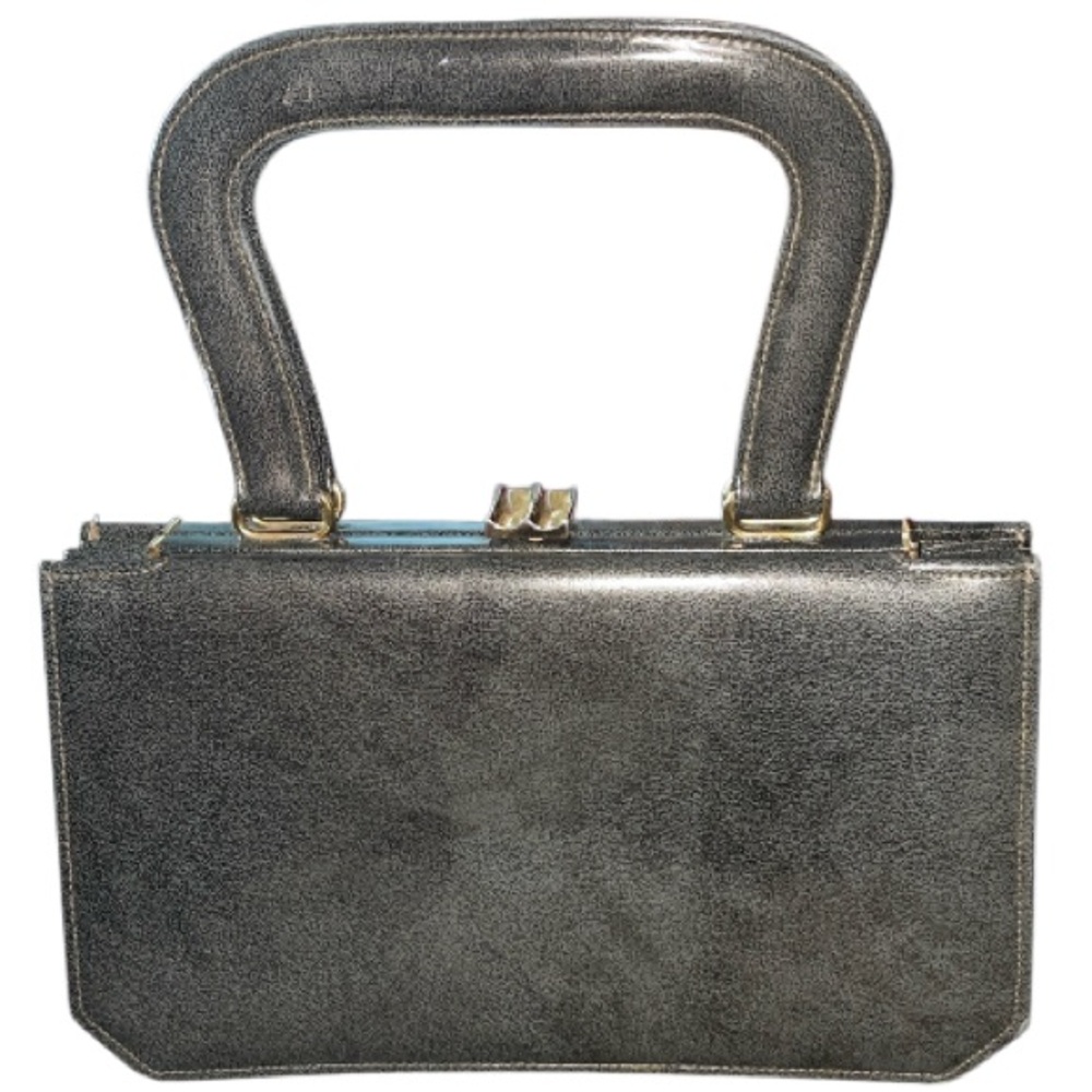 Mitch Vintage Grey Leather Accordion Purse